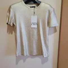 ZARA ゴールド 半袖Tシャツ S