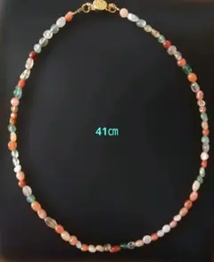 天然石ドロップのようなマルチカラー ルチルクォーツ小粒ネックレスチョーカーサイズ