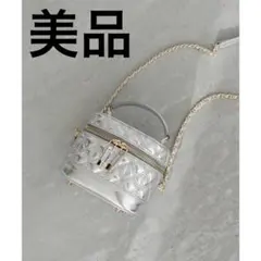 【美品】RANDA ランダ キルティング2WAYミニバニティバッグ シルバー