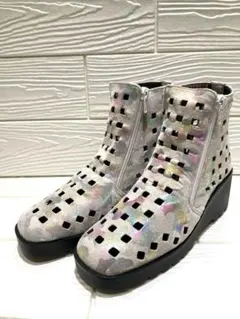 未使用☆Put's☆パンチングレザー☆春ブーツ☆マルチカラー☆23.0