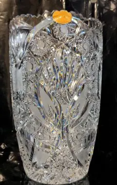 【新品箱付き】レア　ボヘミアクリスタル花瓶チェコスロバキア製