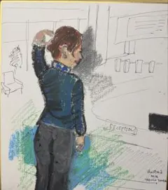 英国ミュージアム収蔵画家田中拓馬原画「丸の内女子」見返り美人シリーズ色紙 一点物 英国ミュージアム収蔵画家田中拓馬原画「丸の内女子」見返り美人