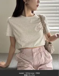 ナイスクラップ ワンポイントロゴ刺繍Tシャツ オートミール ライトグレーのサムネイル