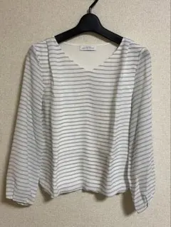 ボーダーVネックブラウス　九分丈袖　GREEN LABEL RELAXING