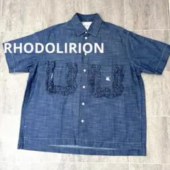 美品 RHODOLIRION ロドリリオン コットンシャンブレー フリルシャツ 