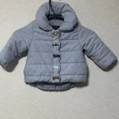 プティマイン 中綿ダウンジャケット 水色薄紫 80cm 保育園フード無し リボン