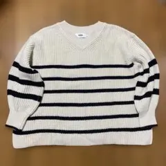 AZUL アイボリー・ネイビー ストライプ ニットのサムネイル