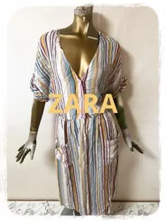 ☘️T18380☘️ZARA マルチストライプワンピース M