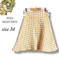 WILL SELECTIONフレアスカート M 膝下 ツイード ベージュ4254のサムネイル