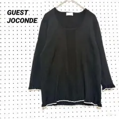 ゲストジョコンダ 配色メローニット 透け感 クルーネック 13号 大きいサイズ