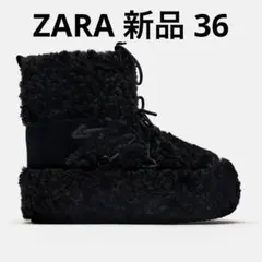 新品　ZARA 黒 ムートンブーツ アンクルブーツ 36サイズ