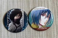 進撃の巨人　ミカサ　缶バッジ　2点セット