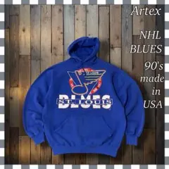 90's USA製 NHL ブルース ロゴ プルオーバーパーカー フーディL