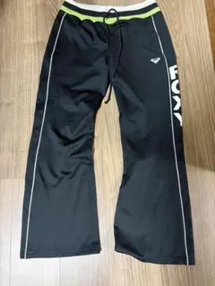 【ROXYロキシー】ロゴプリント　ジャージパンツ　セミフレア　ブラック