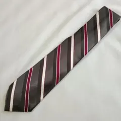 FAIRFAX ネクタイ グレー ワインレッド ストライプ シルク１００ 日本製