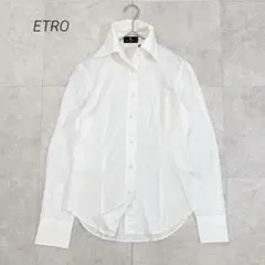 ETRO エトロ ペイズリー 刺繍 長袖シャツ 白 イタリア製 42 綿100%のサムネイル