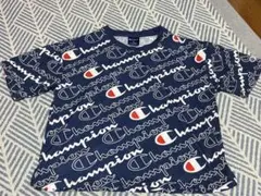 Champion ネイビー ロゴプリント Tシャツ