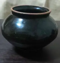 【八福】　李朝　ベタ底　珍品　算盤環型　塩壺　朝鮮美術　本歌　古美術　韓国 八福】 李朝 ベタ底 珍品 算盤環型 塩壺 朝鮮美術 本歌 古美術 韓国