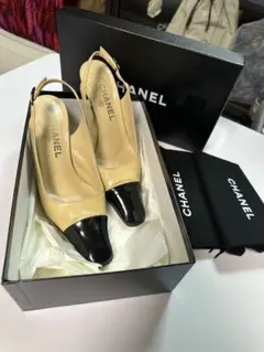 CHANEL マトラッセスリングバックパンプス37（24㎝） バイカラー