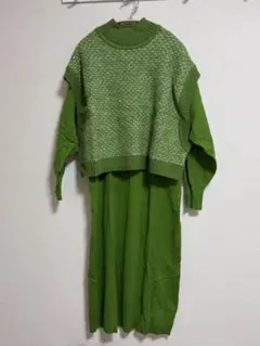 【週末処分】SENSE OF PLACE グリーン ロングワンピース