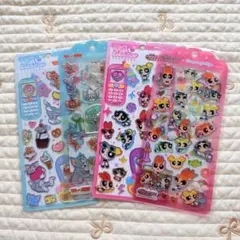 【新品】平成はっぴーフォン＆ドロップジェリーシール4枚セット パワパフトムジェリ