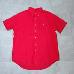 【ラルフローレン】リネン 麻 M 朱色　BDシャツ　クラシックフィット　QRタグ