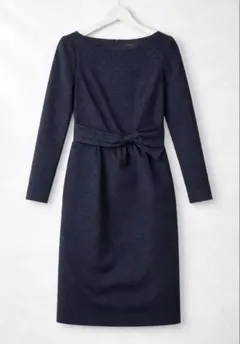 TOCCA トッカ 小花柄　ワンピース ウエストリボン 日本製 ネイビー