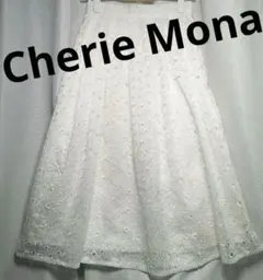 新品未使用　Cherie Mona　お花刺繍シースルーフレアースカート　ホワイトのサムネイル