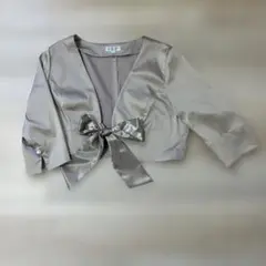 リボン付きベージュクロップドジャケット F2