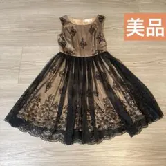 【美品】東京ソワール　ブラック×シャンパンベージュ　ドレス 38