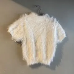 グレイル　ホワイトファー半袖ニット Mサイズ