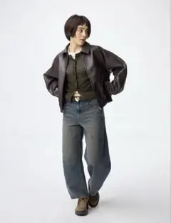 美品 GUバレルレッグジーンズ 丈短め68cm L