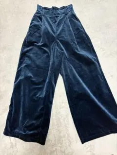 GUダークブルー ベルベット ワイドパンツ サイズ S
