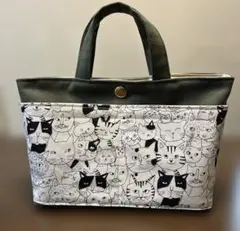 猫柄キャンバストートバッグ① ハンドメイド