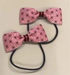 リボン ヘアゴム ハンドメイド　和柄ピンク