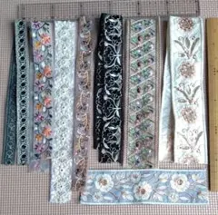 ⑤インド刺繍リボン　8種類　20〜50cm 　合計312mまとめ売り！　お得！