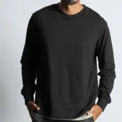 ダファー吸水速乾オプティマVネックロングTシャツＭブラックのサムネイル