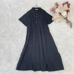 GALERIE VIE ポロワンピース　Aライン　黒系　トゥモローランド　日本製