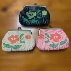 昭和レトロ　がま口ビーズ財布　3個セット