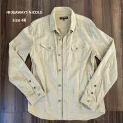 【HIDEAWAYS NICOLE】メンズ シャツ 長袖 迷彩柄 ベージMサイズ