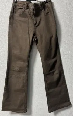 GU ミドルライズフレアジーンズ ブラウン L