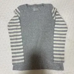グレー ストライプ 袖 長袖カットソー 110cm