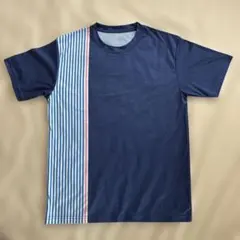 ローソンTシャツネイビー ストライプ切り替え