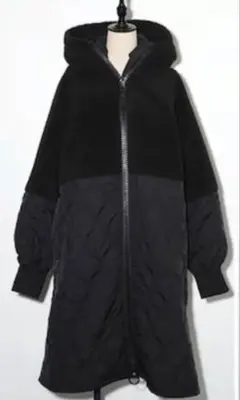 ビッグファスナー　ロングコート　ボア