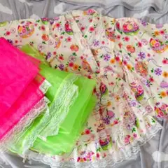 カラフル花柄フリル浴衣セット