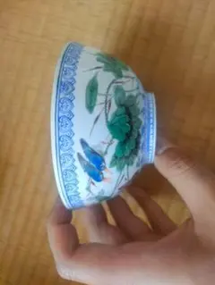 景德鎮早期大碗，洋綠色蝙蝠双壽洋菊柄飯碗2個。希少品。 - メルカリ