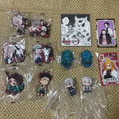 鬼滅の刃 ラバスト アクキー アクリルフィギュア ミニ色紙 シール 13点セット