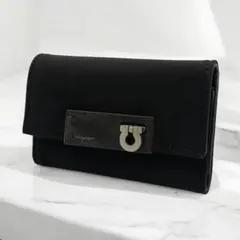 フェラガモ ガンチーニ キーケース レザー キャンバス 黒 Ferragamo