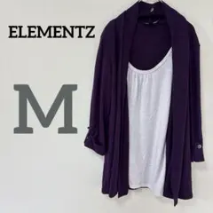 ELEMENTZ 【M 】カットソー 羽織り パープル カーディガン 7分袖