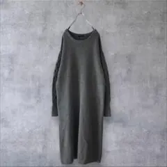 ★美品◆アーバンリサーチロッソ◆ 片畦袖柄編みニットワンピースGRE